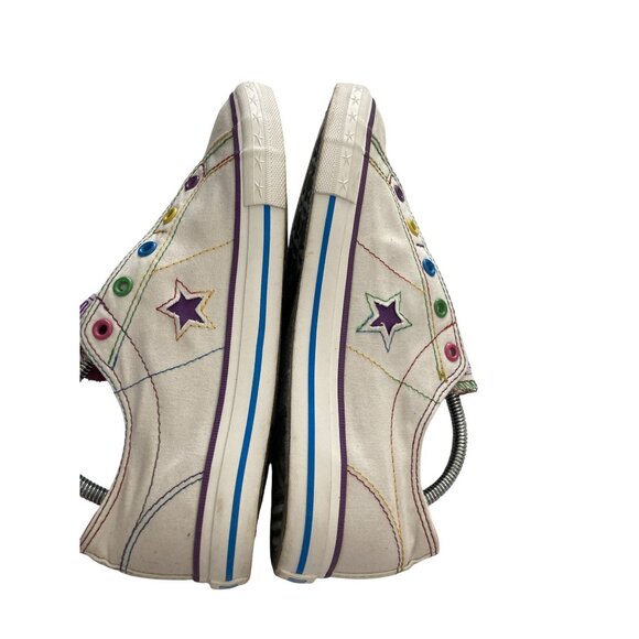 Converse One Star Junior Size 6 white Slip-On Multicolor Grommets  Sneakers - Picture 6 of 8